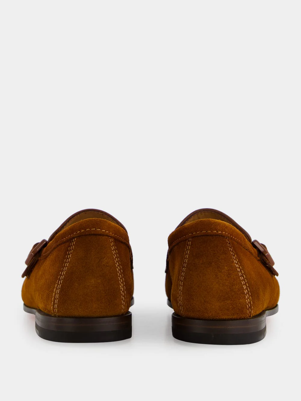 Light Brown Suede Double Buckle Loafers - Image 5