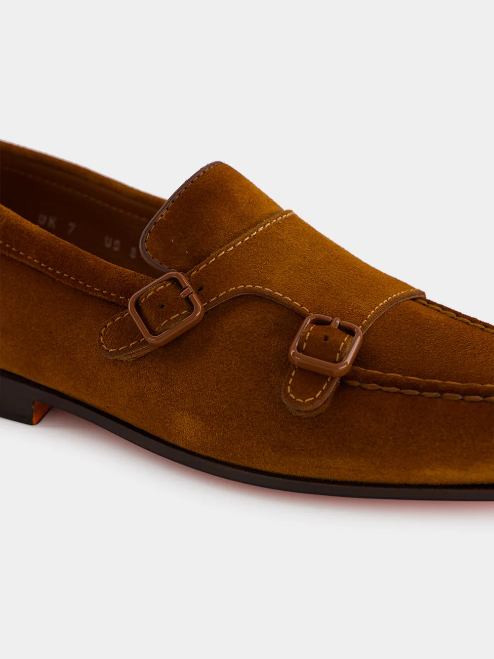 Light Brown Suede Double Buckle Loafers - Image 7