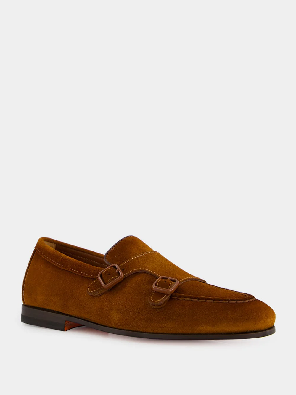 Light Brown Suede Double Buckle Loafers - Image 9