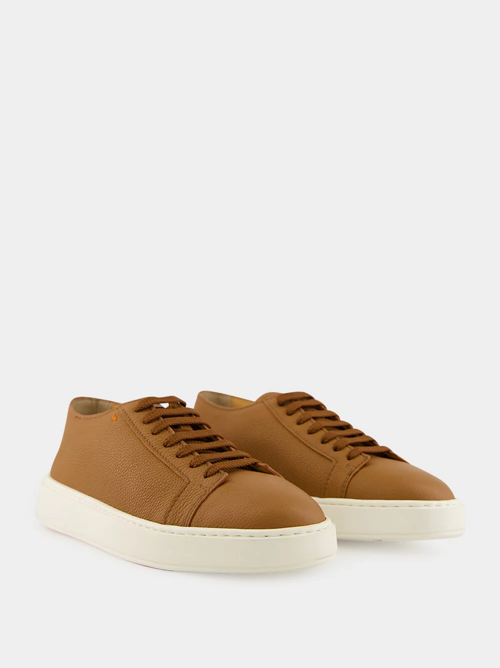 Light Brown Tumbled Leather Sneakers - Image 3