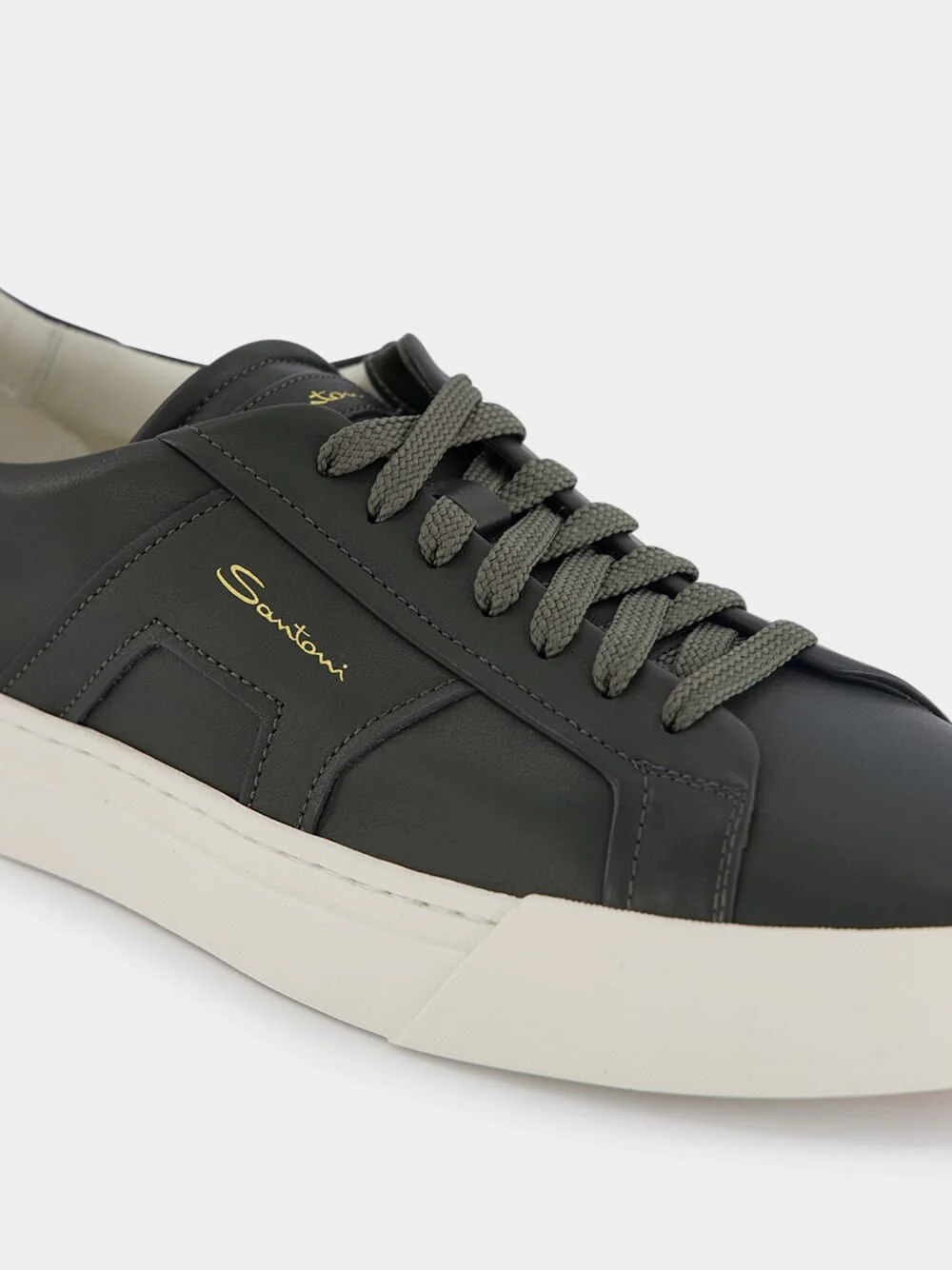 Logo-Print Contrasting-Sole Leather Sneakers - Image 7