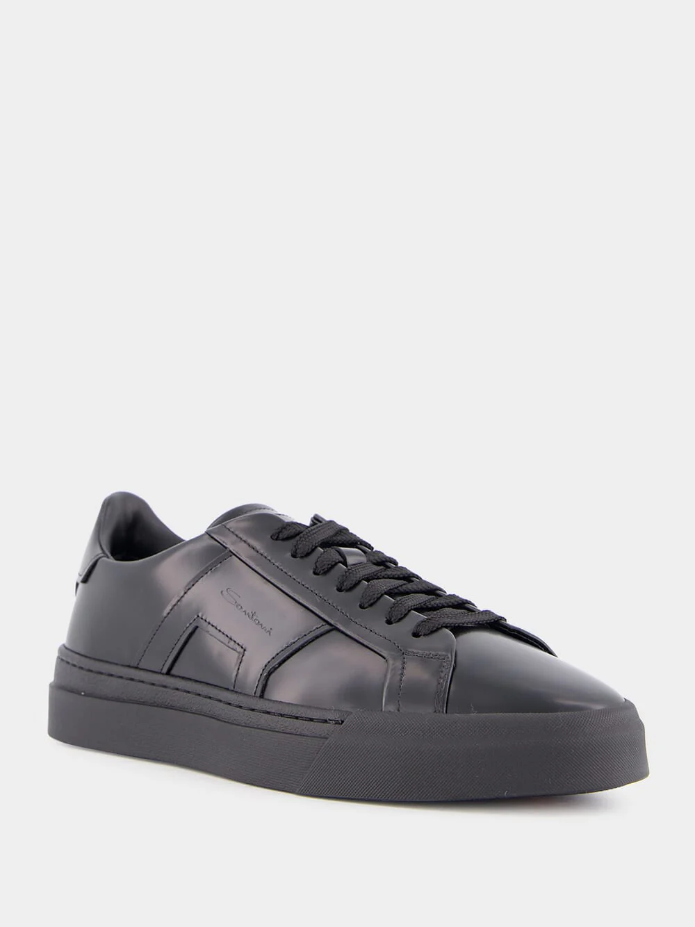 Black Leather Slip-On Sneakers - Image 2