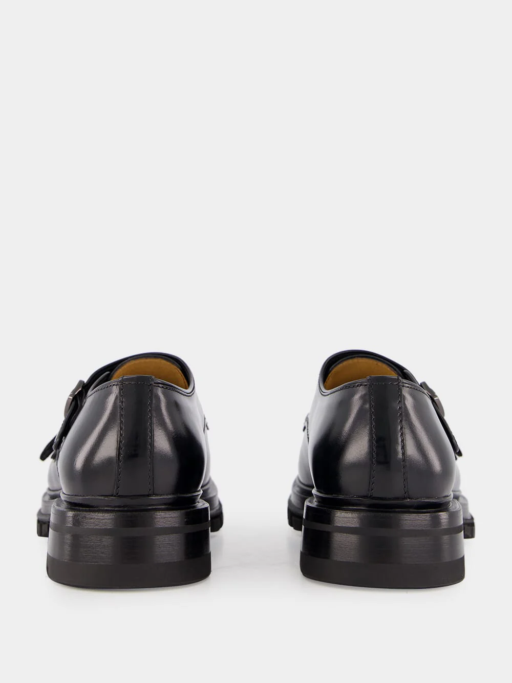 Black Polished Leather Double Buckle Shoes - Image 5