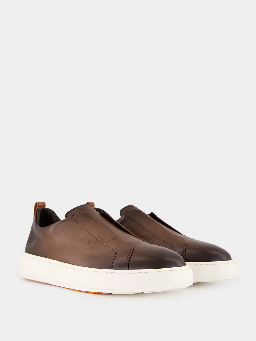 Brown Leather Slip-On Sneakers - Image 3