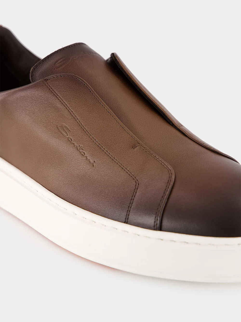 Brown Leather Slip-On Sneakers - Image 7