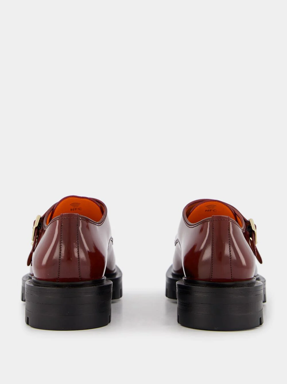 Burgundy Leather Double-Buckle Shoes - Image 5