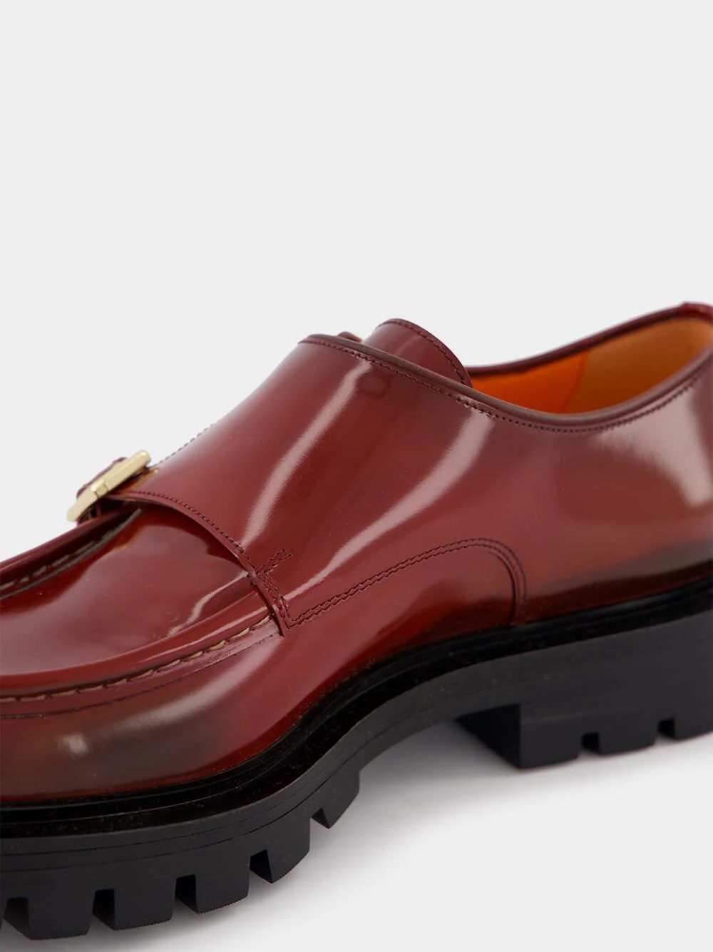 Burgundy Leather Double-Buckle Shoes - Image 7
