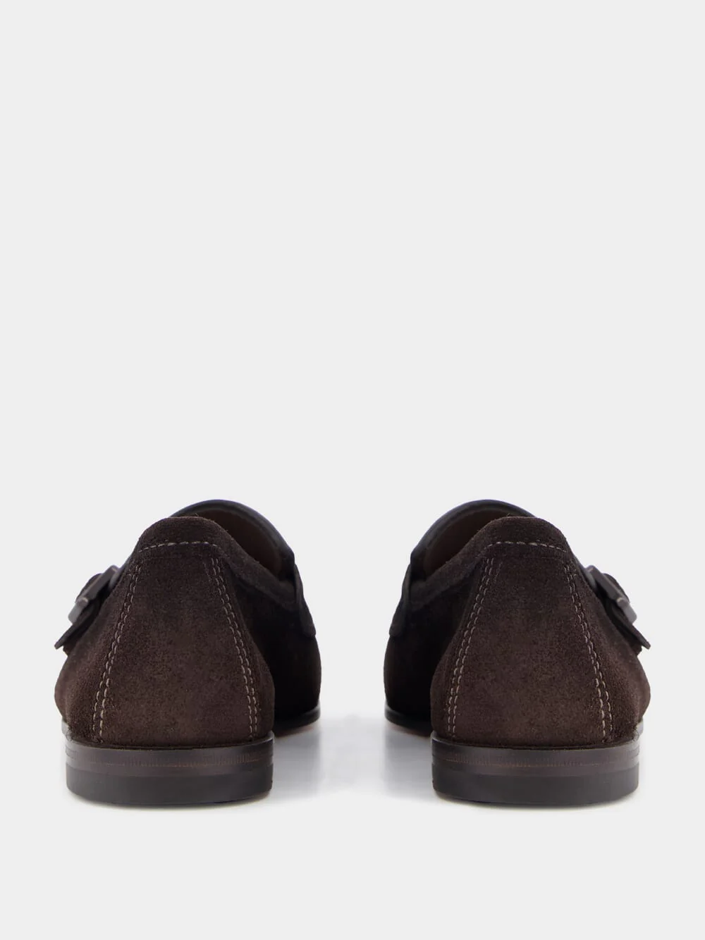 Dark Brown Suede Double-Buckle Loafers - Image 5