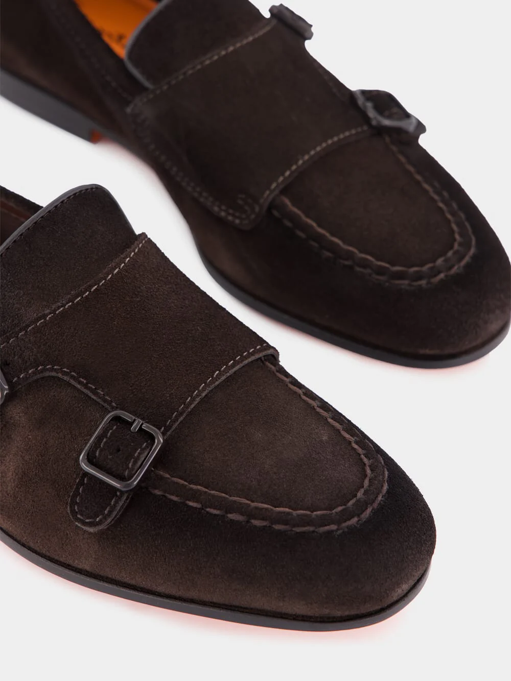 Dark Brown Suede Double-Buckle Loafers - Image 7