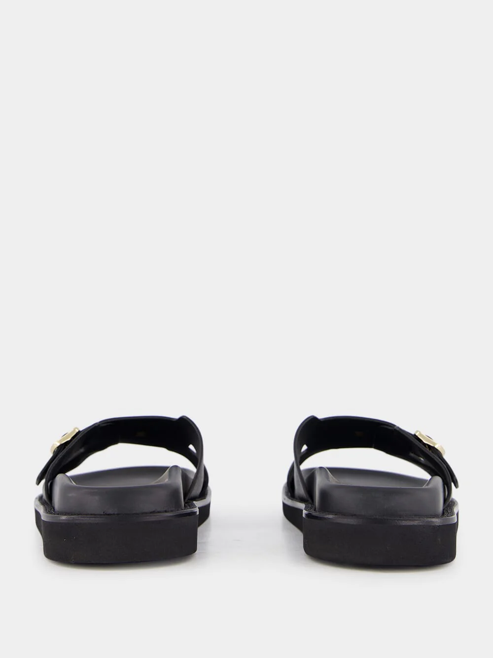 Double Buckle Leather Slides - Image 5