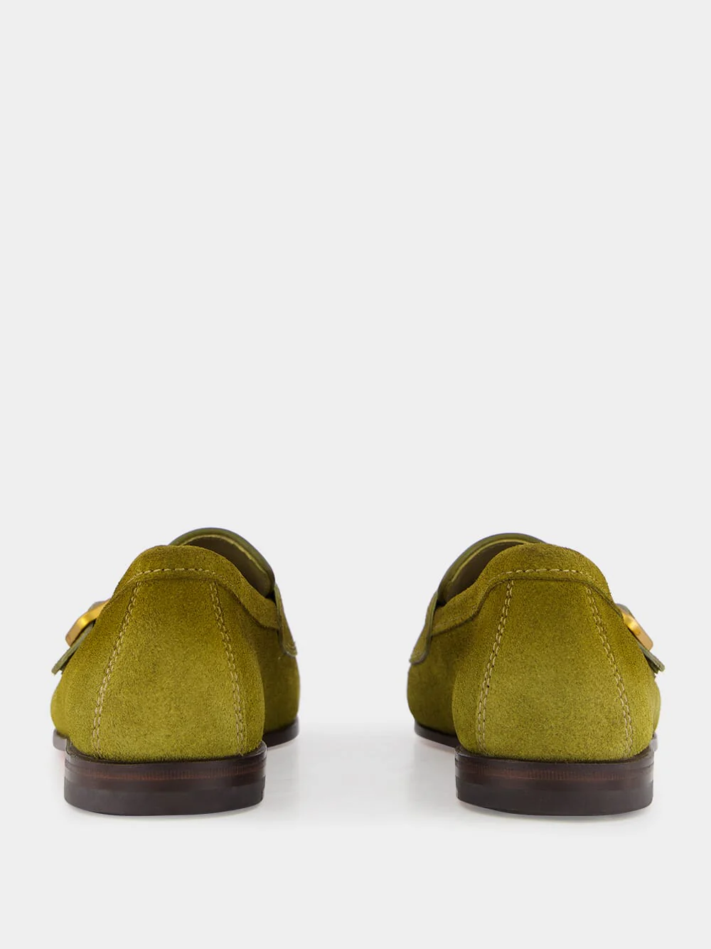 Olive Suede Monk Strap Loafers - Image 5