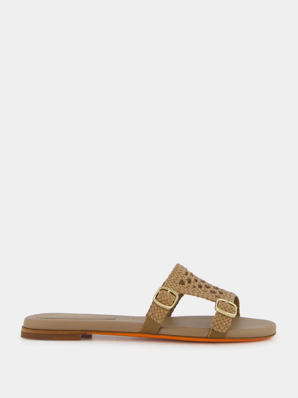 Woven Leather Slide Sandals