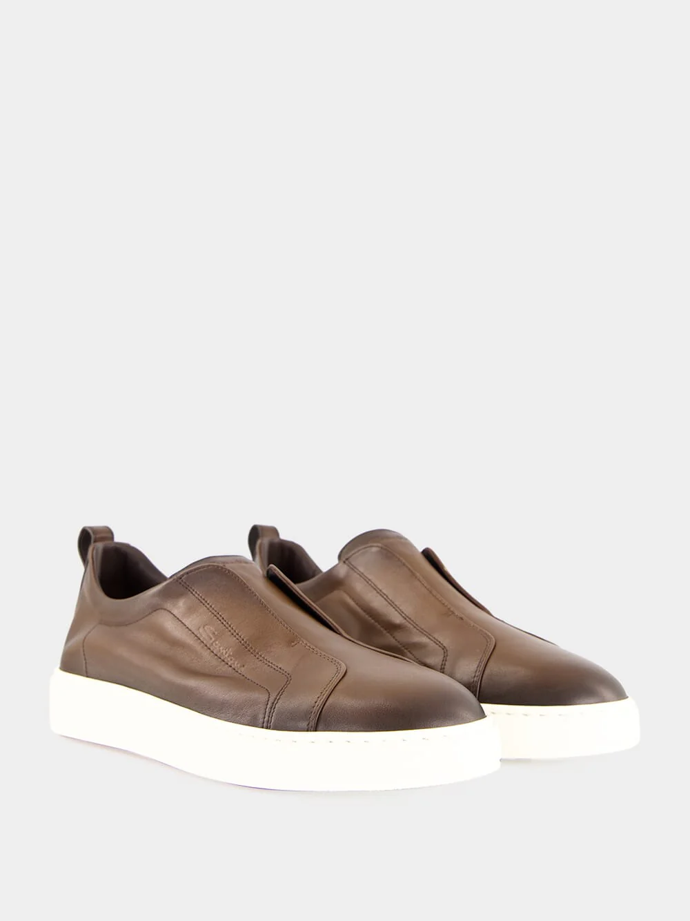 Brown Cleanic Leather Slip-On Sneakers - Image 3