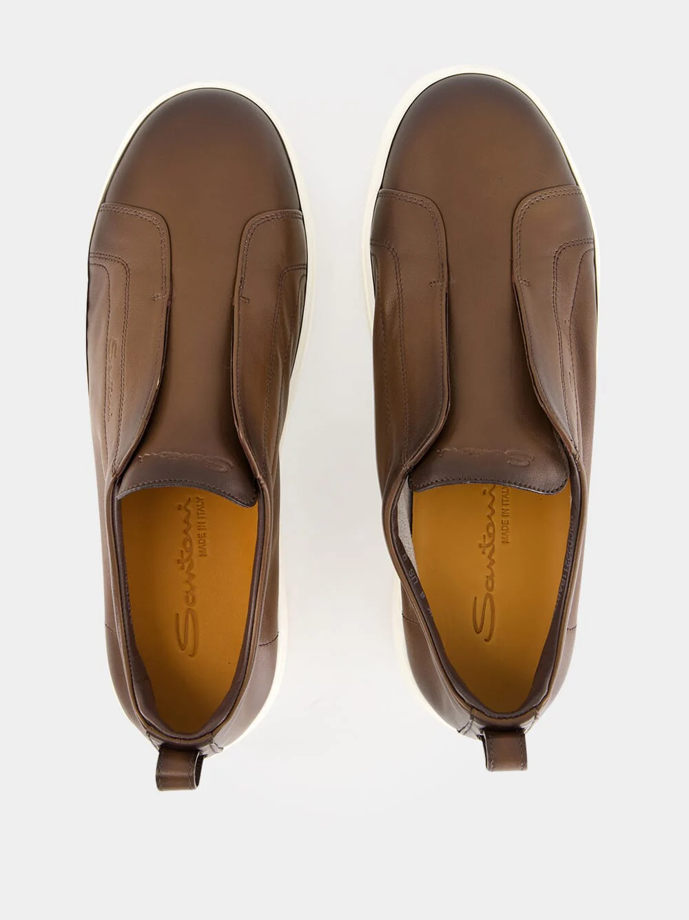 Brown Cleanic Leather Slip-On Sneakers - Image 4