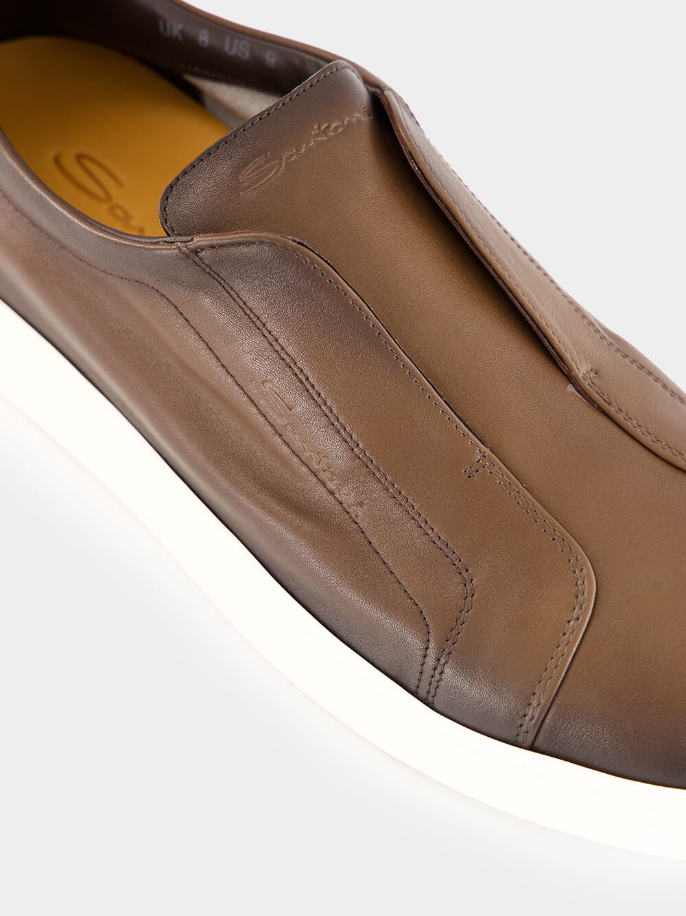 Brown Cleanic Leather Slip-On Sneakers - Image 7