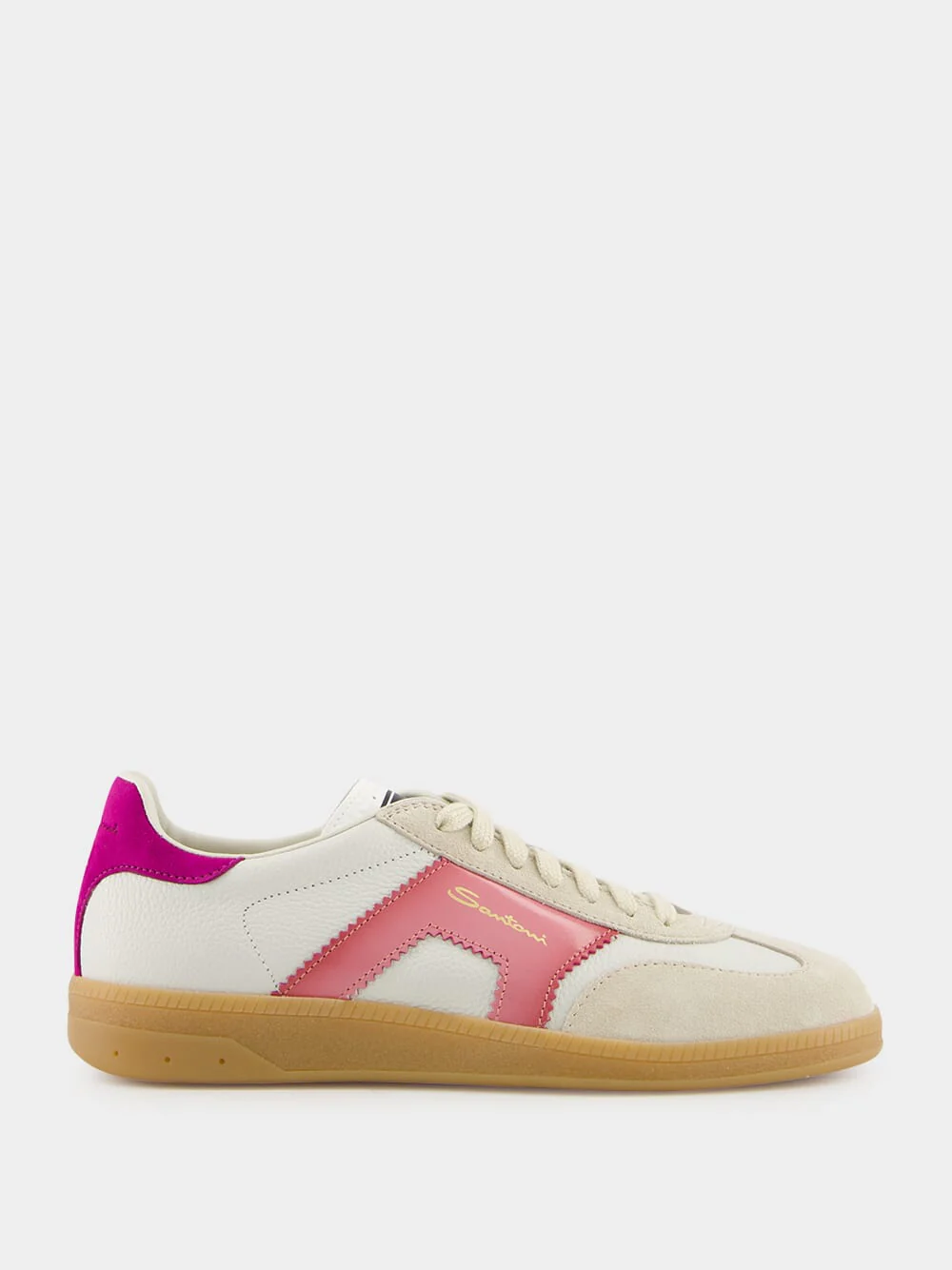 White and Violet Leather and Suede DBS Oly Sneakers