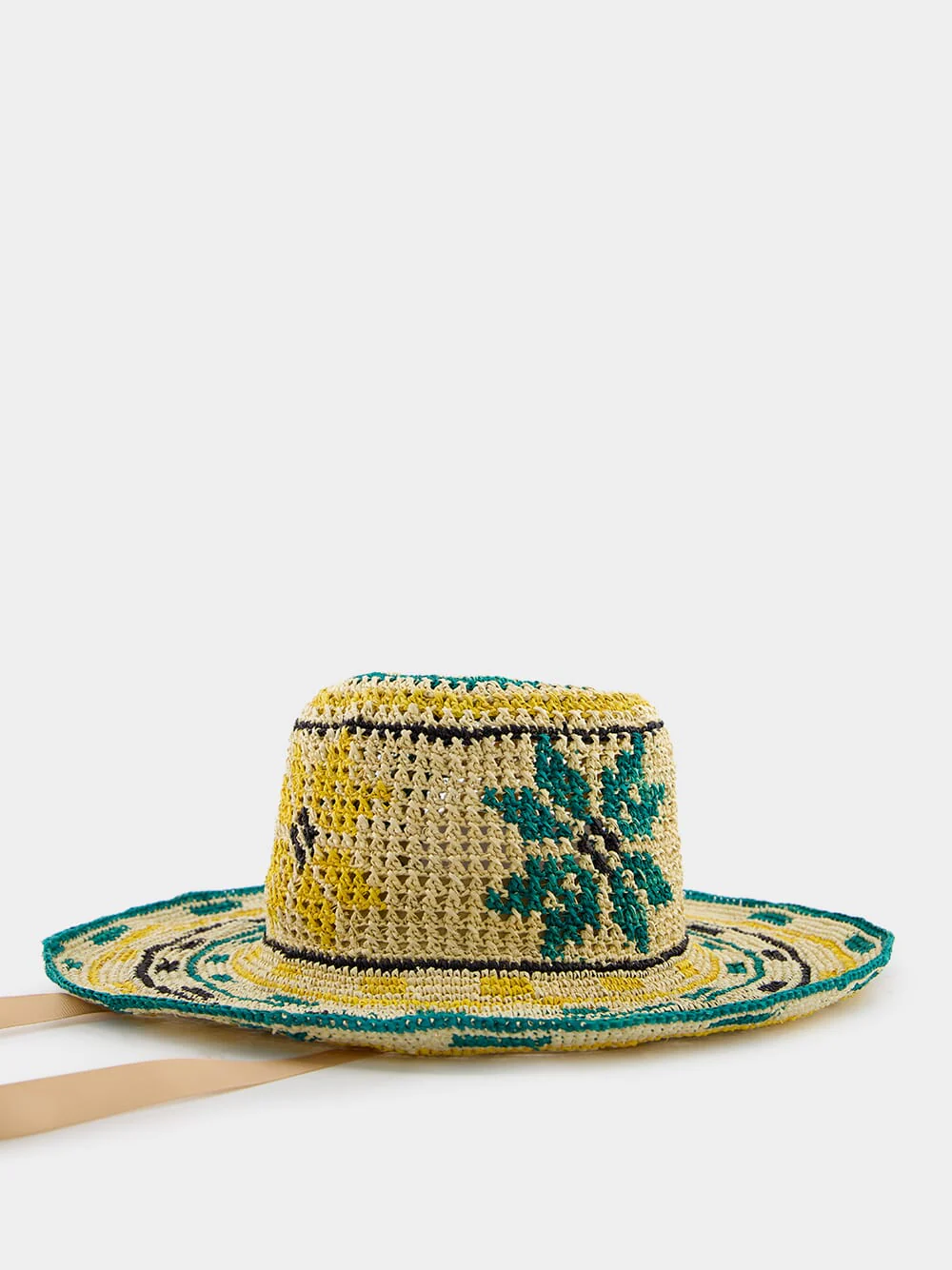 Geometric Floral Beach Hat - Image 2