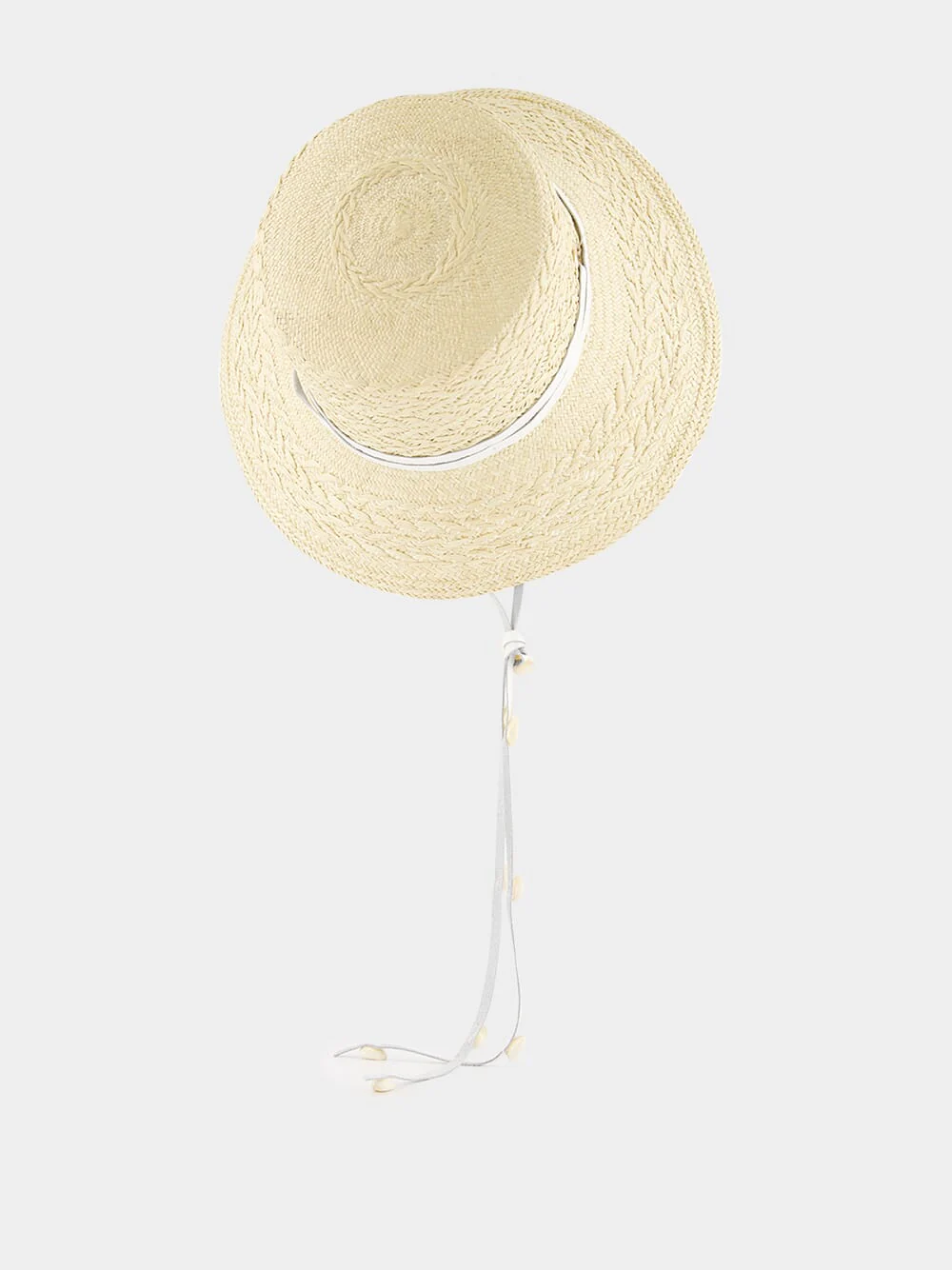 Texturized Straw Lampshade Hat with Leather Band - Image 4