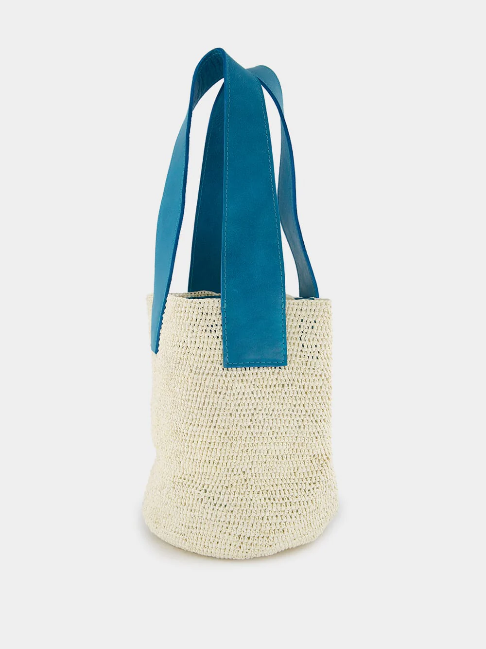 El Viajero Mini Straw Turquoise Leather Bag - Image 5