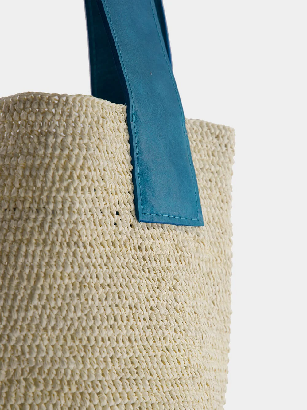 El Viajero Mini Straw Turquoise Leather Bag - Image 7