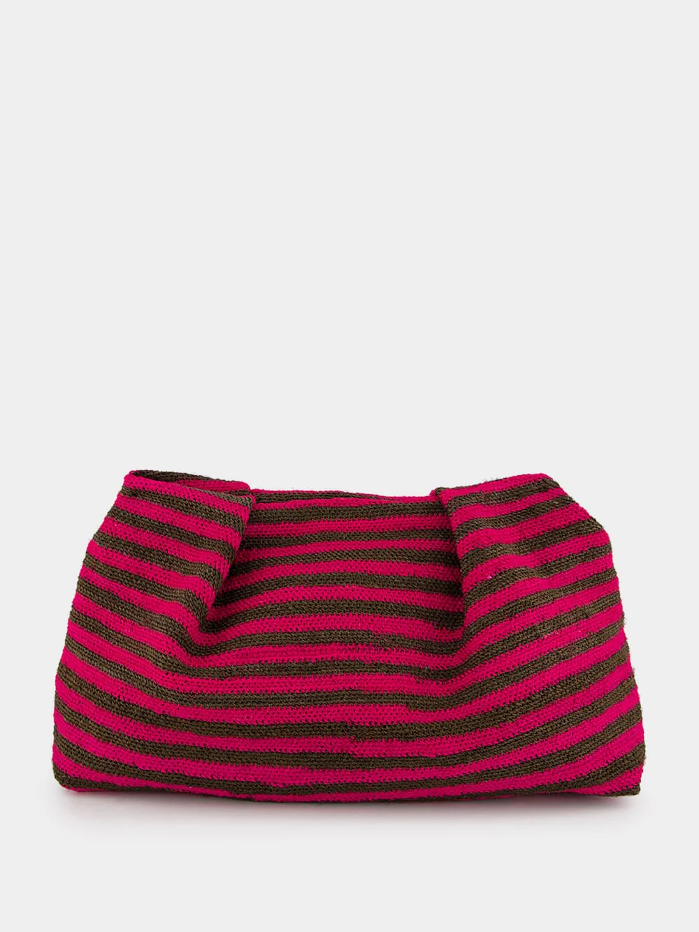 Pink and Chocolate Sisal Medium Pouch