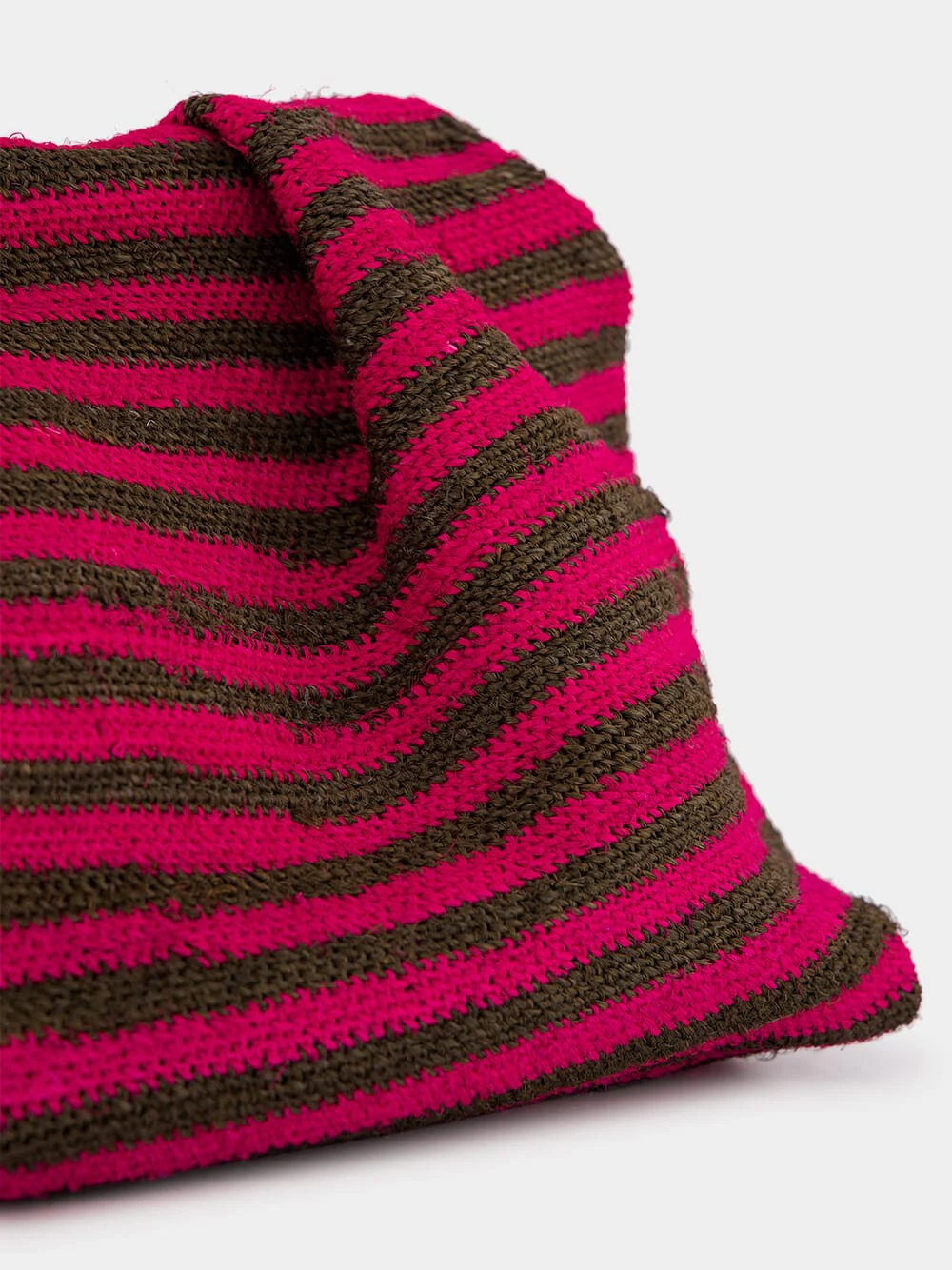 Pink and Chocolate Sisal Medium Pouch - Image 6