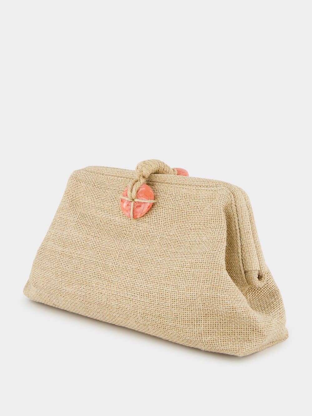 Petra Beige Linen and Jute Clutch - Image 4