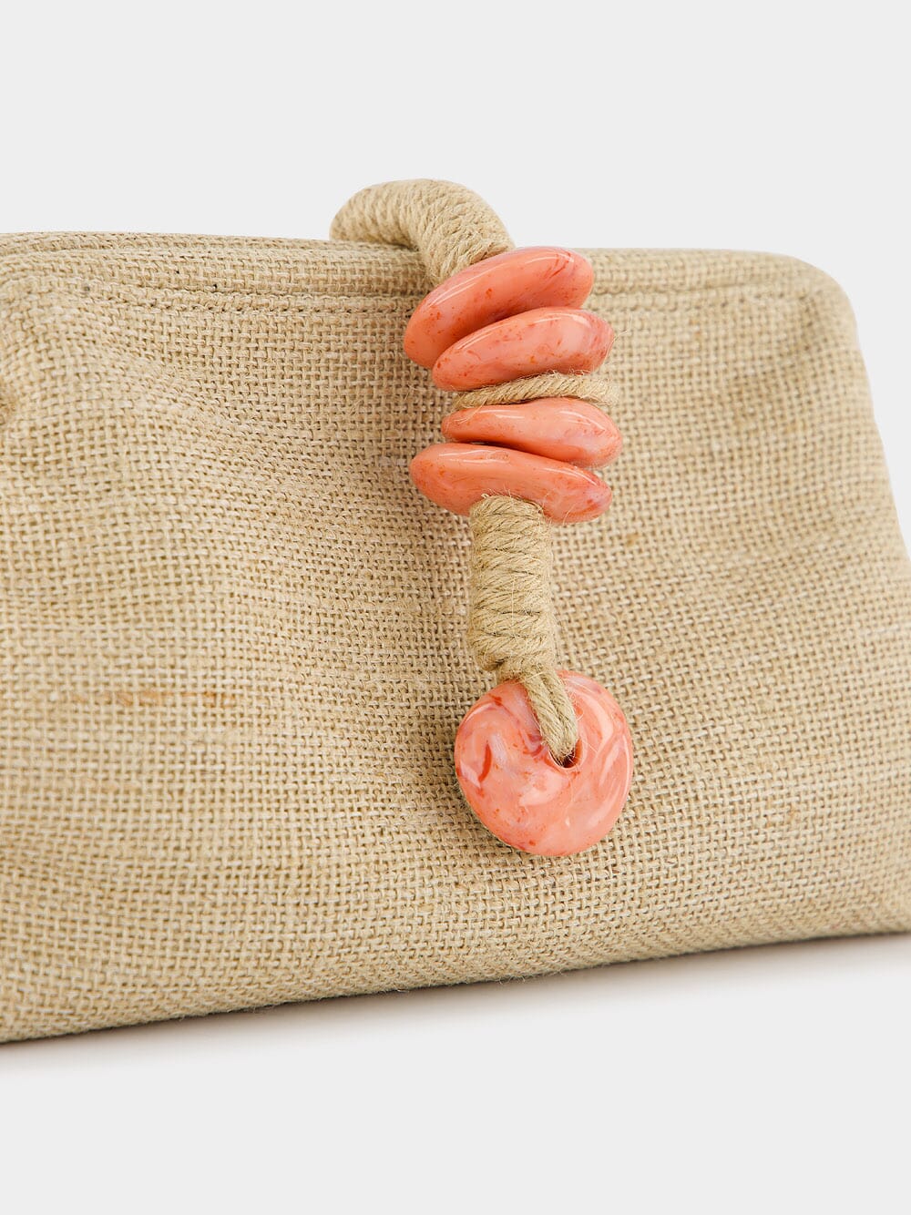 Petra Beige Linen and Jute Clutch - Image 6