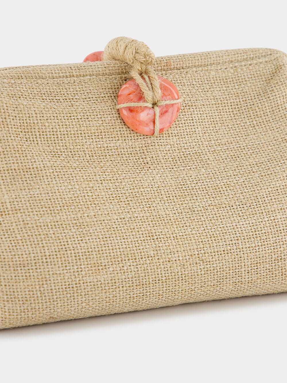 Petra Beige Linen and Jute Clutch - Image 7