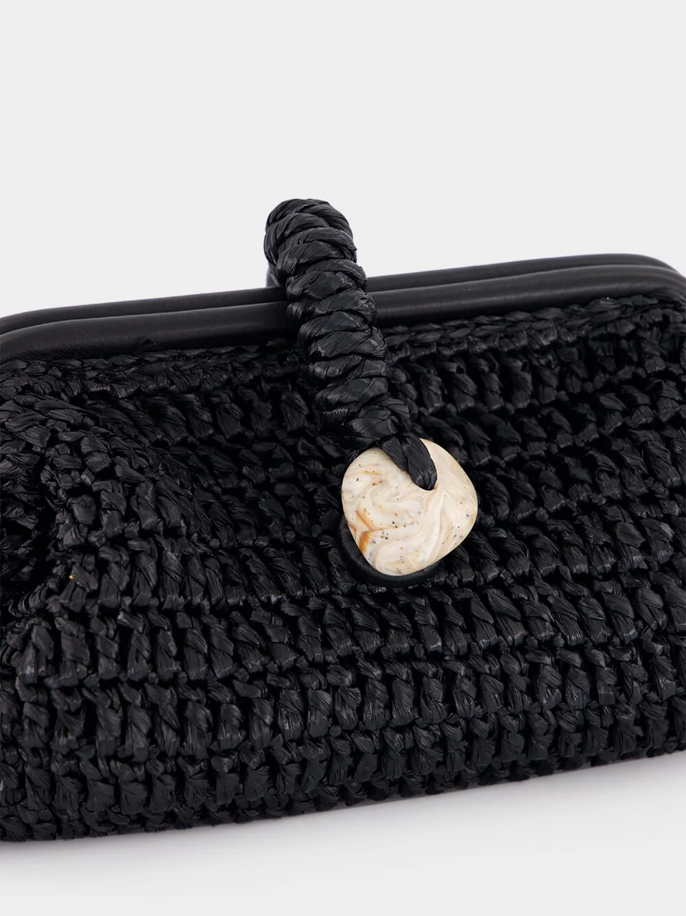 Black Delphine Raffia Clutch Bag - Image 6