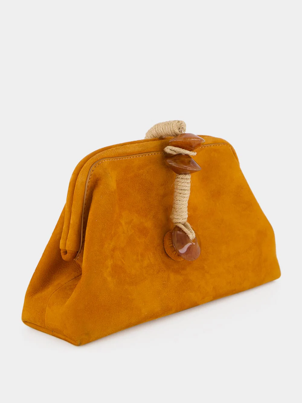 Camel Petra Suede Clutch with Almond Detail - Image 2