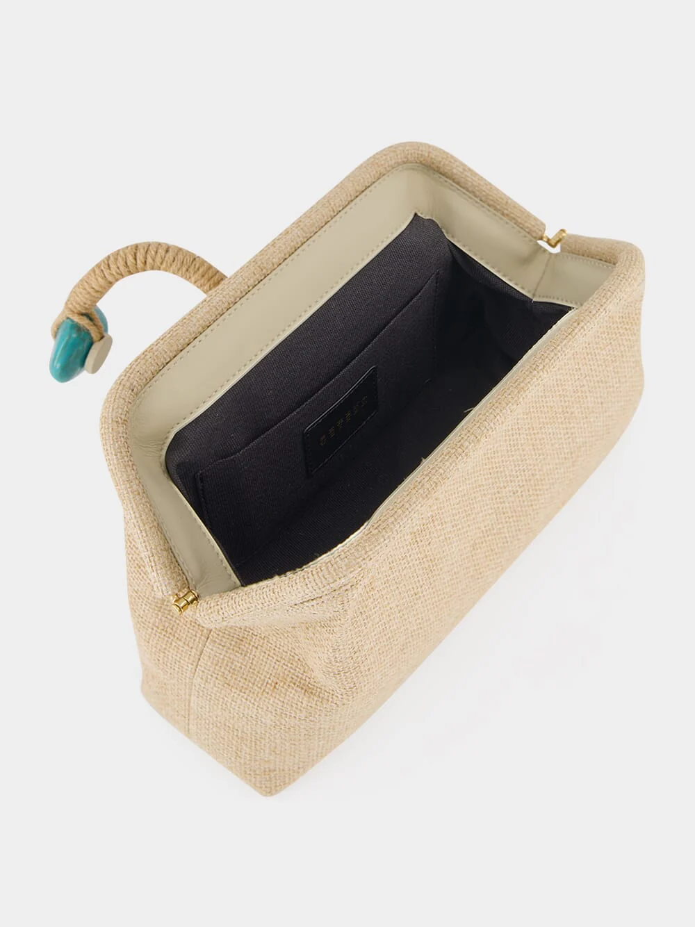 Natural Petra Jute Clutch with Aqua Detail - Image 7