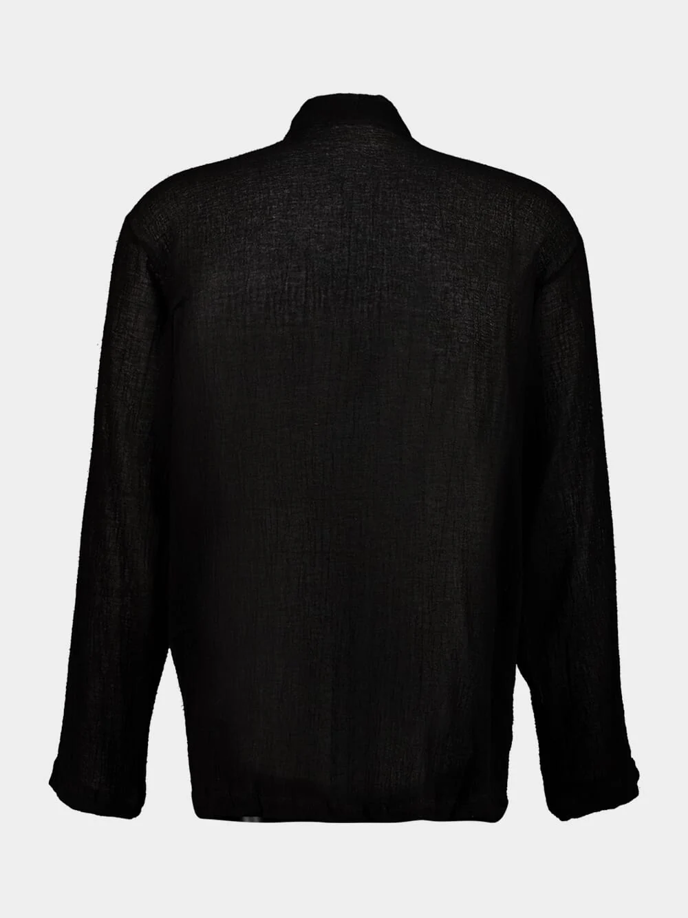 Black Cotton Gauze Shirt with Buttons - Image 2