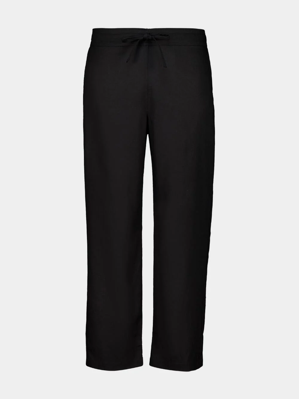 Black Linen Straight-Leg Trousers