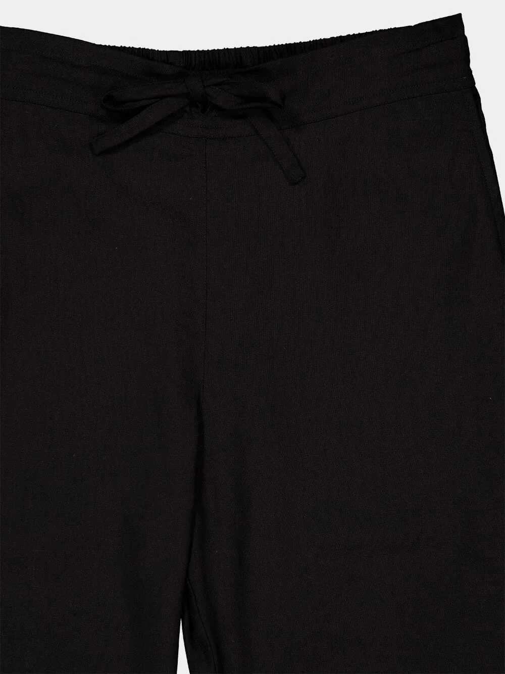 Black Linen Straight-Leg Trousers - Image 3