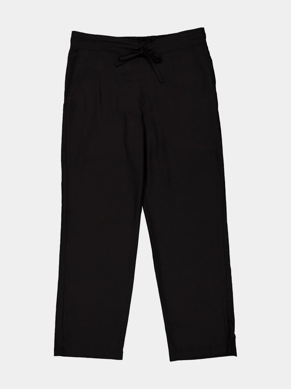 Black Linen Straight-Leg Trousers - Image 4