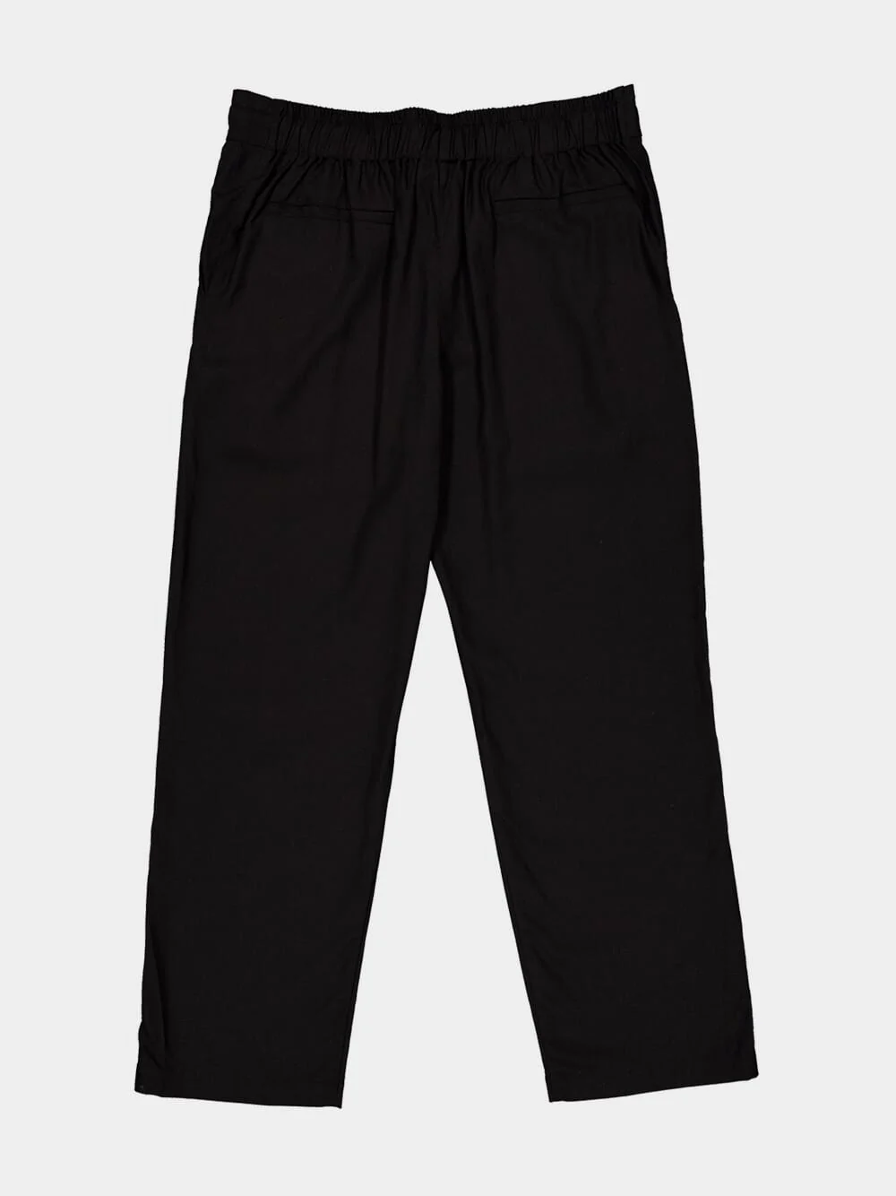 Black Linen Straight-Leg Trousers - Image 5