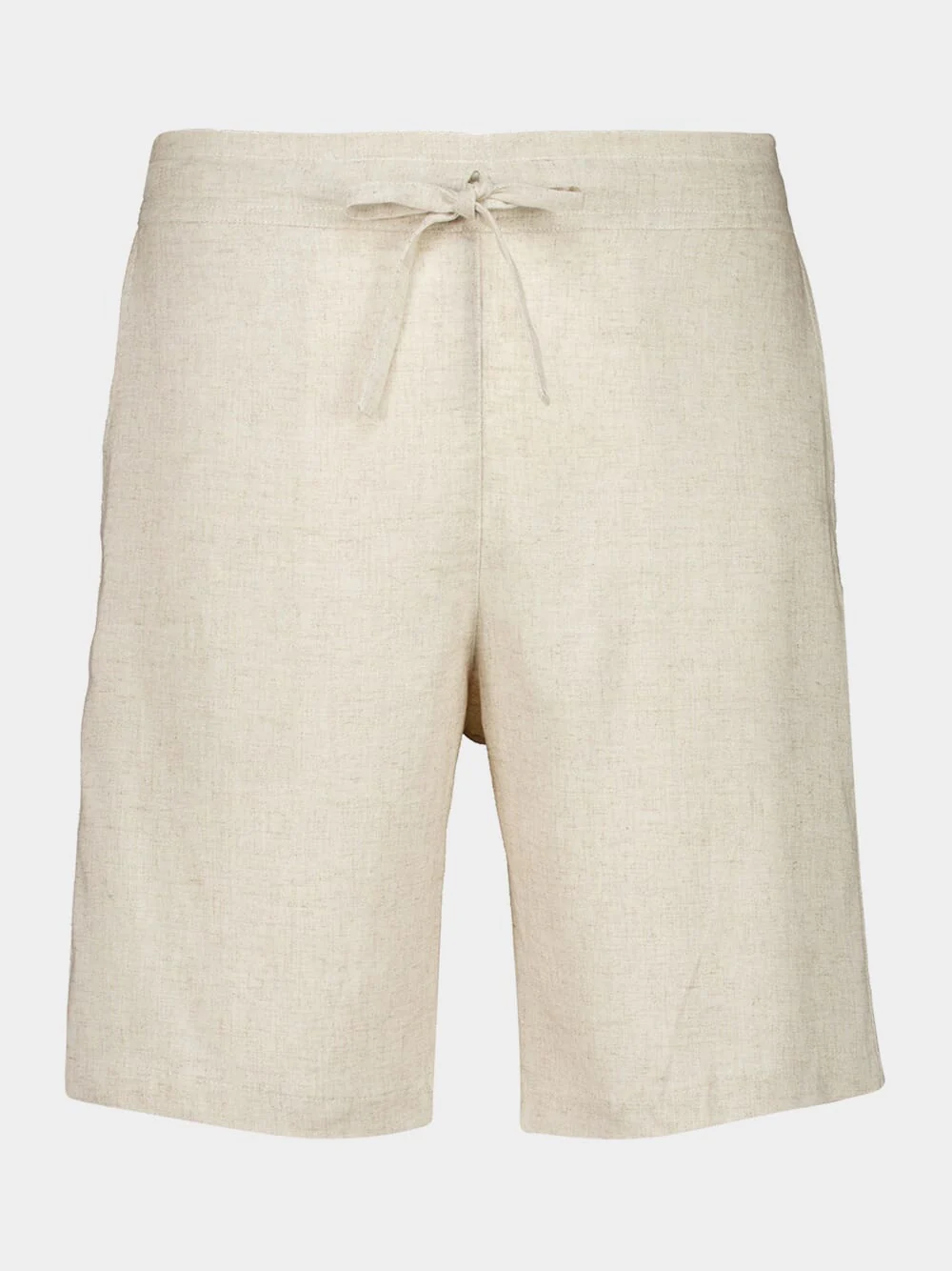 Cream Palmeta Tailored Bermuda Shorts in Handmade Linen