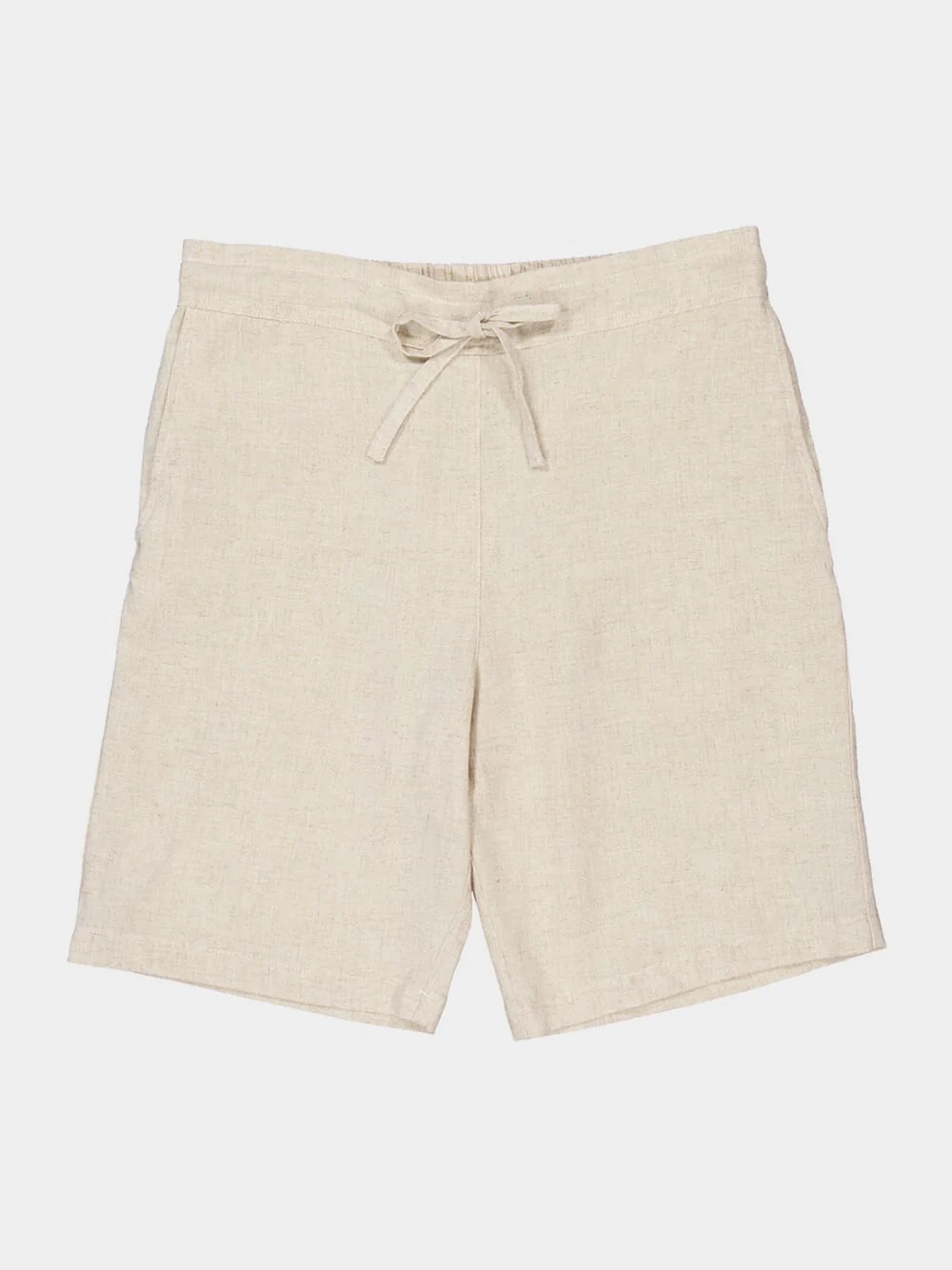 Cream Palmeta Tailored Bermuda Shorts in Handmade Linen - Image 4