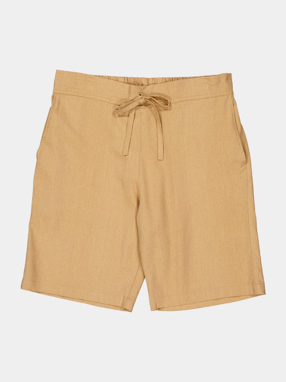 Khaky Beige Palmeta Tailored Bermuda Shorts in Handmade Linen - Image 4