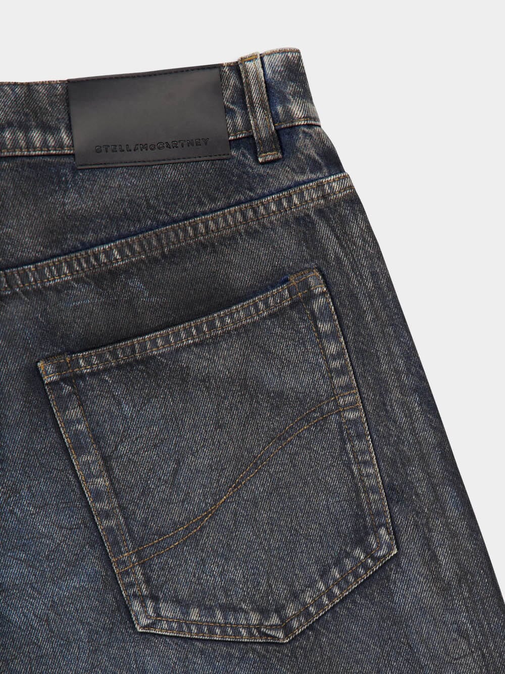 Aged Blue Waxed Straight-Leg Jeans - Image 5