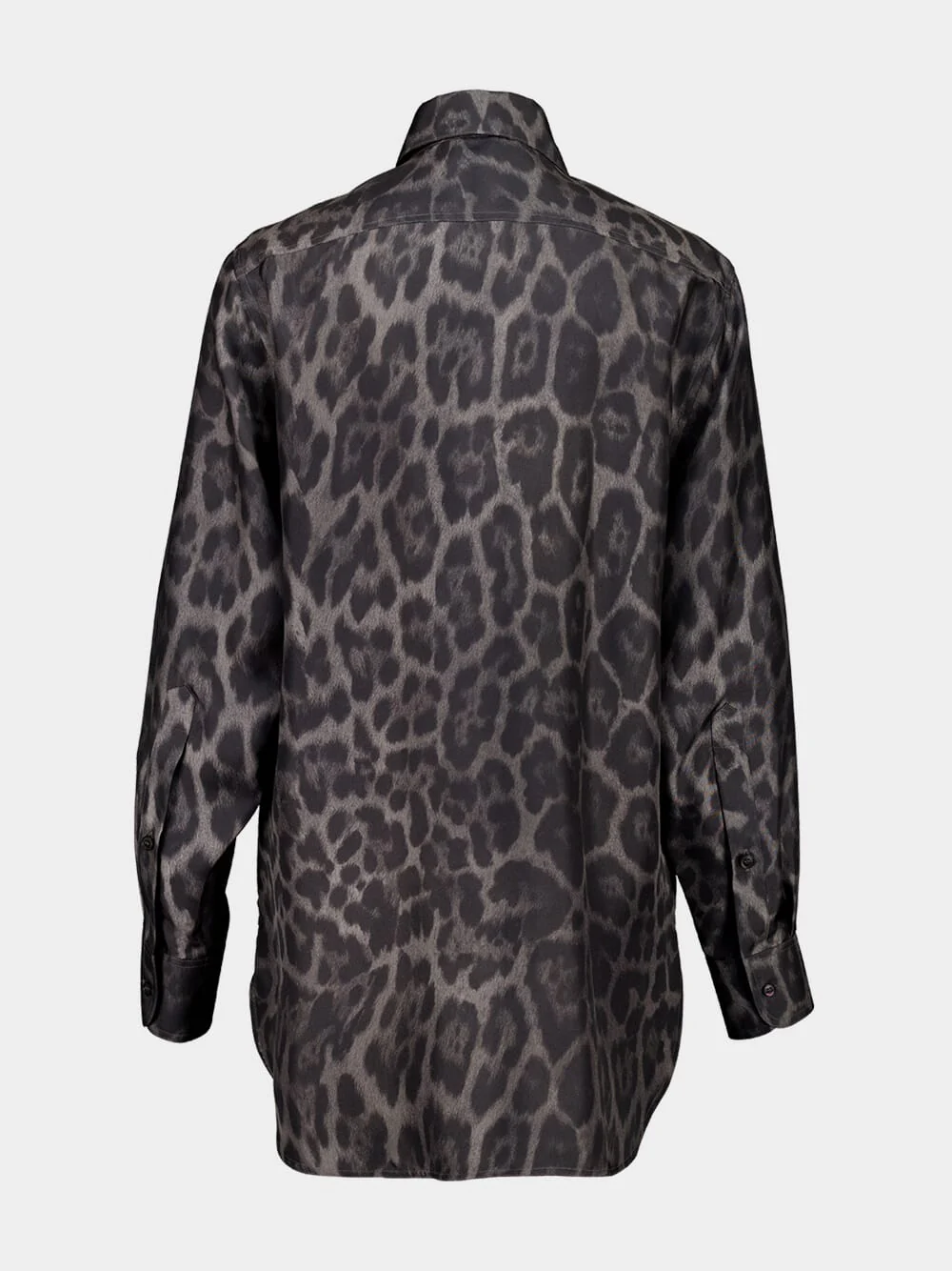 Ash Grey Oversized Leopard Silk Shirt - Image 4