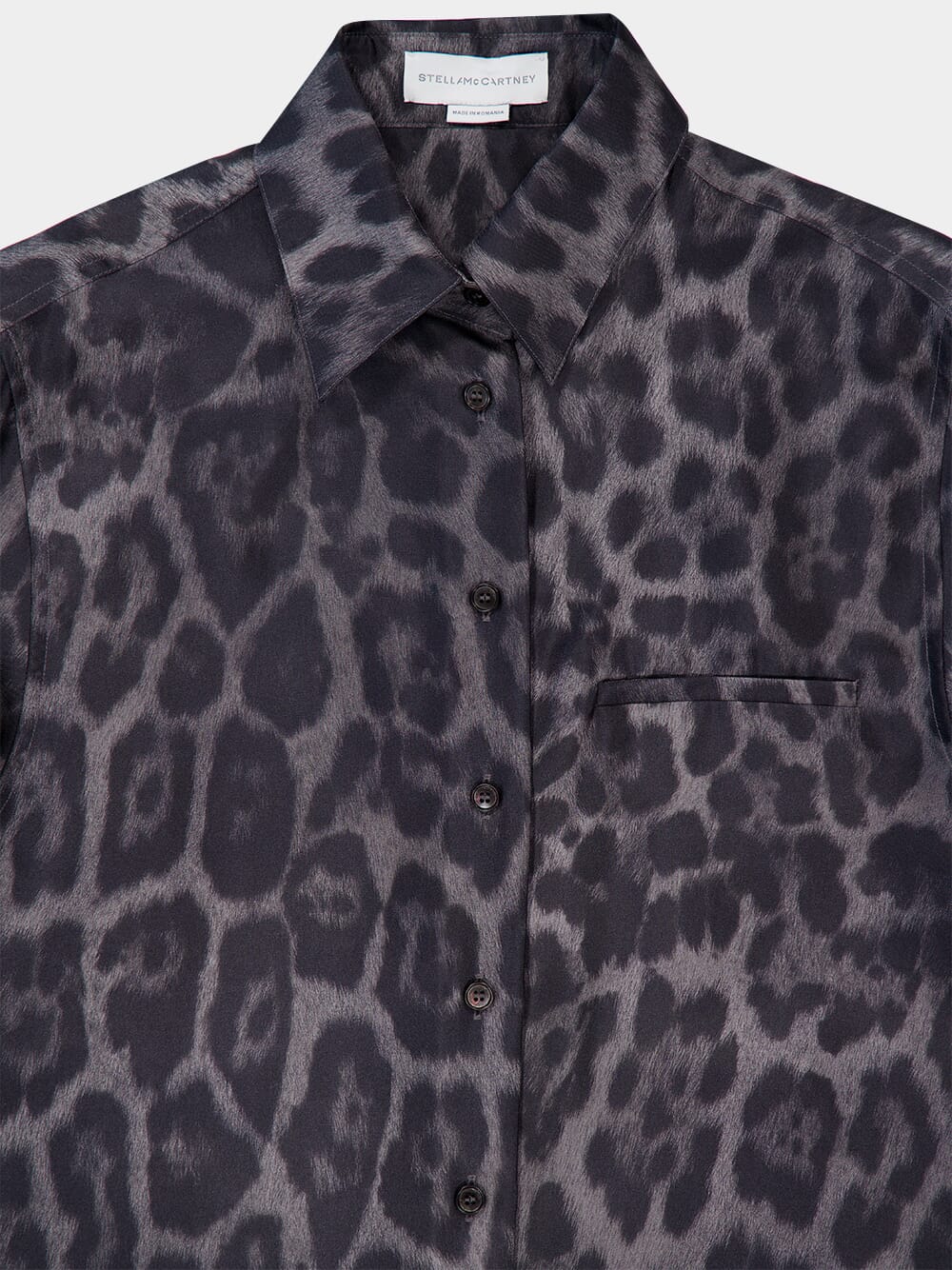 Ash Grey Oversized Leopard Silk Shirt - Image 5