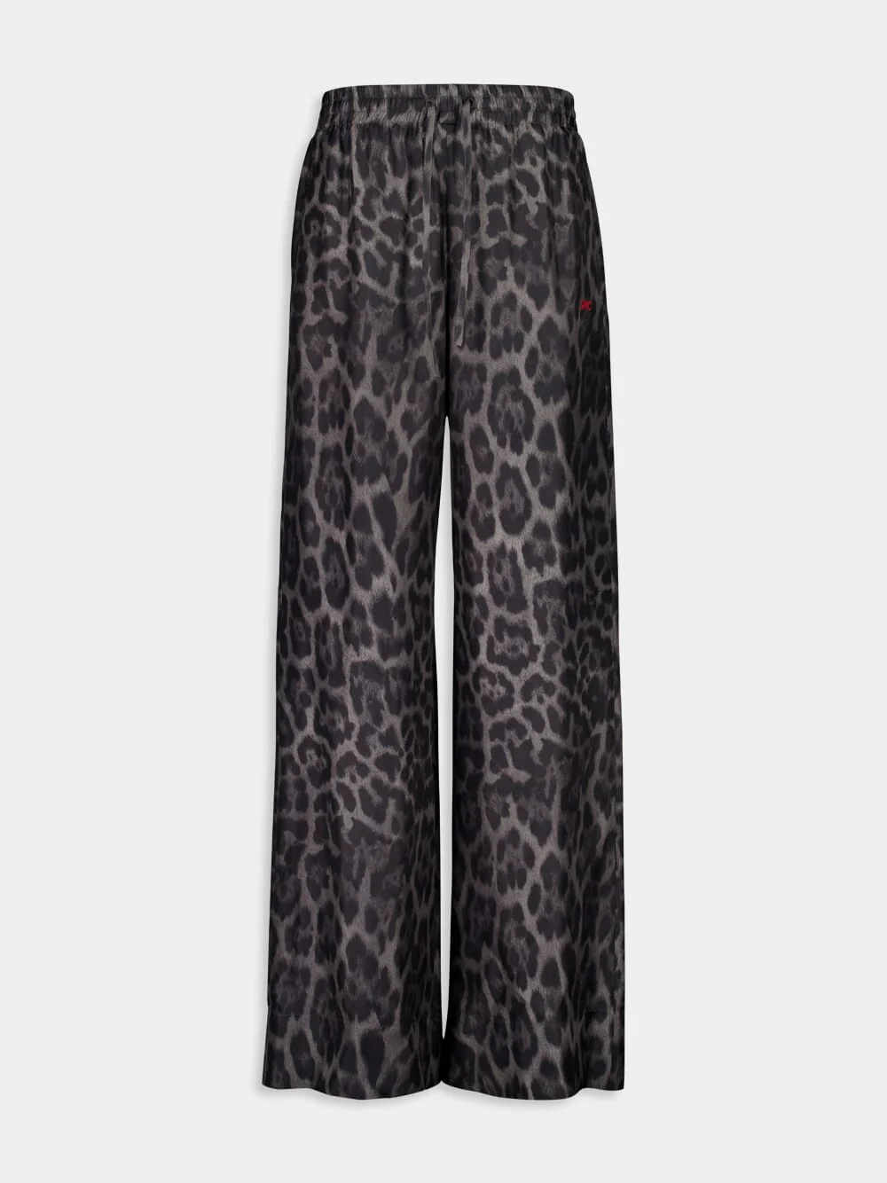 Ash Grey Silk Leopard Pajama Trousers