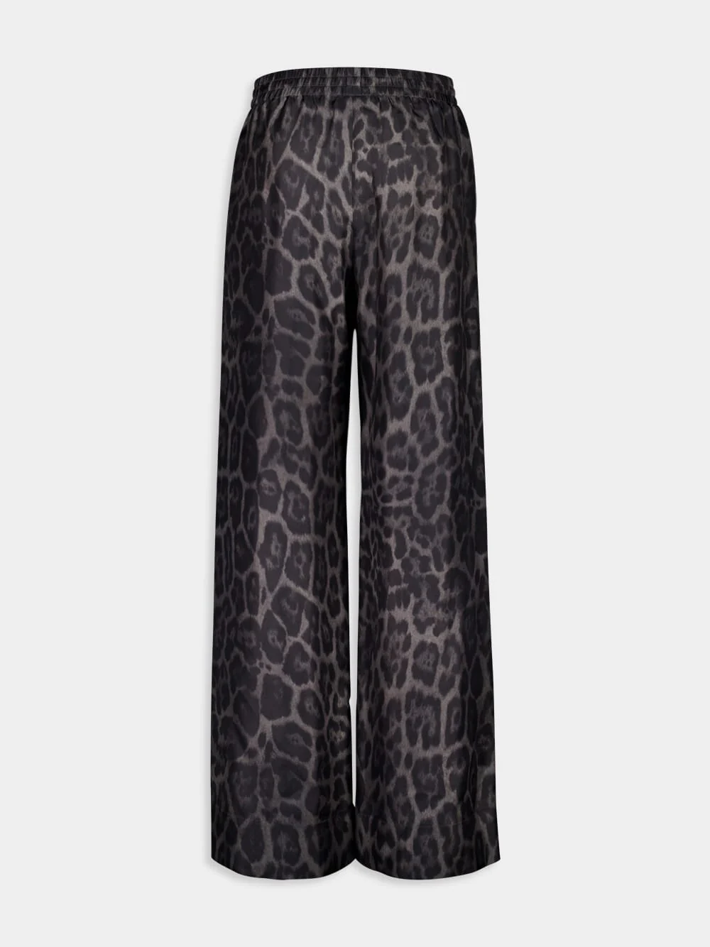 Ash Grey Silk Leopard Pajama Trousers - Image 2
