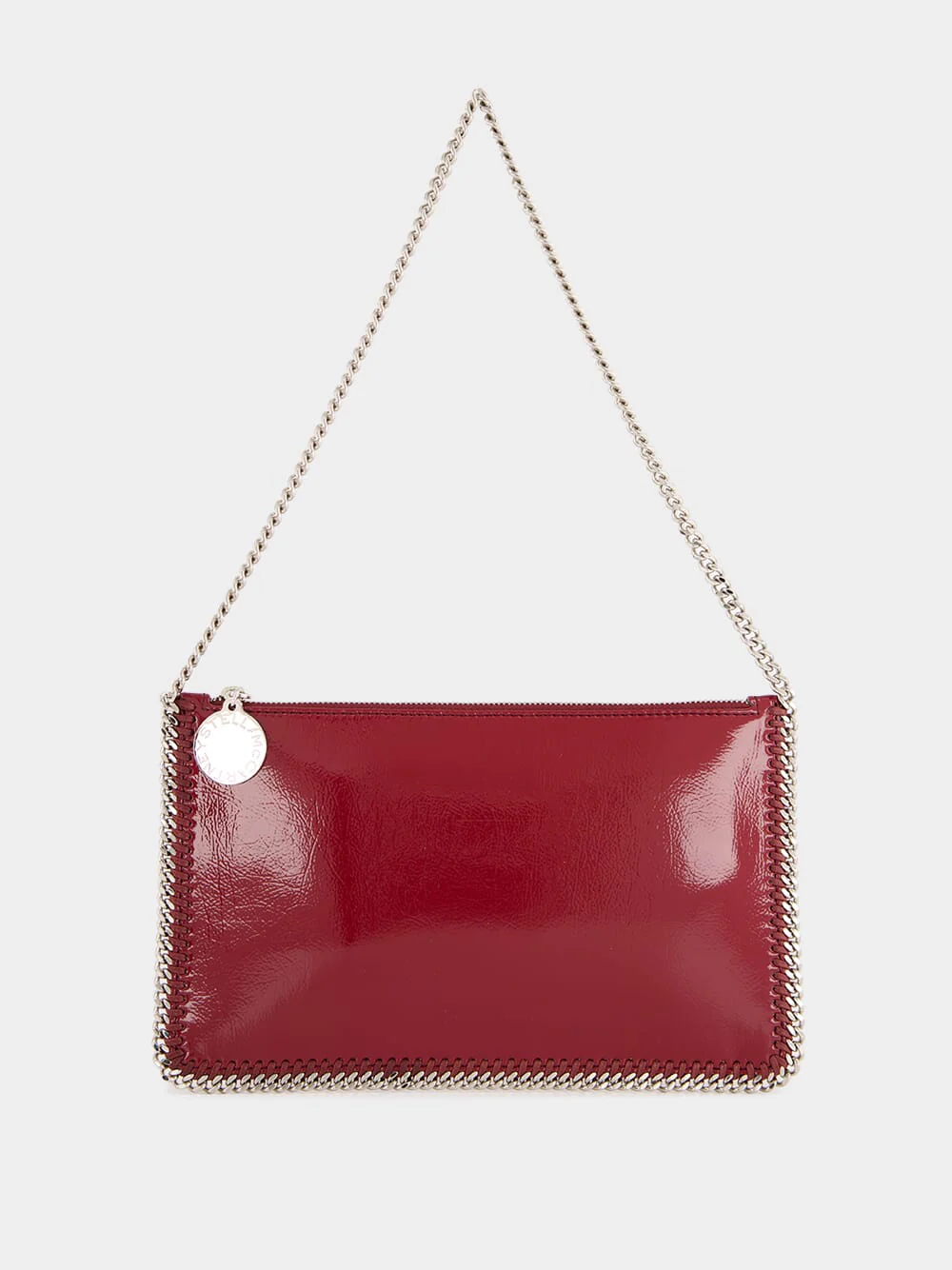 Burgundy Crinkled Patent Alter Mat Pochette with Chain - Image 2
