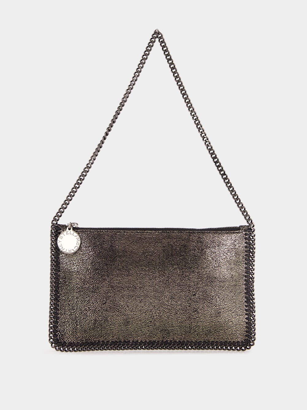 Silver Eco Shiny Chamois Pochette with Chain - Image 2