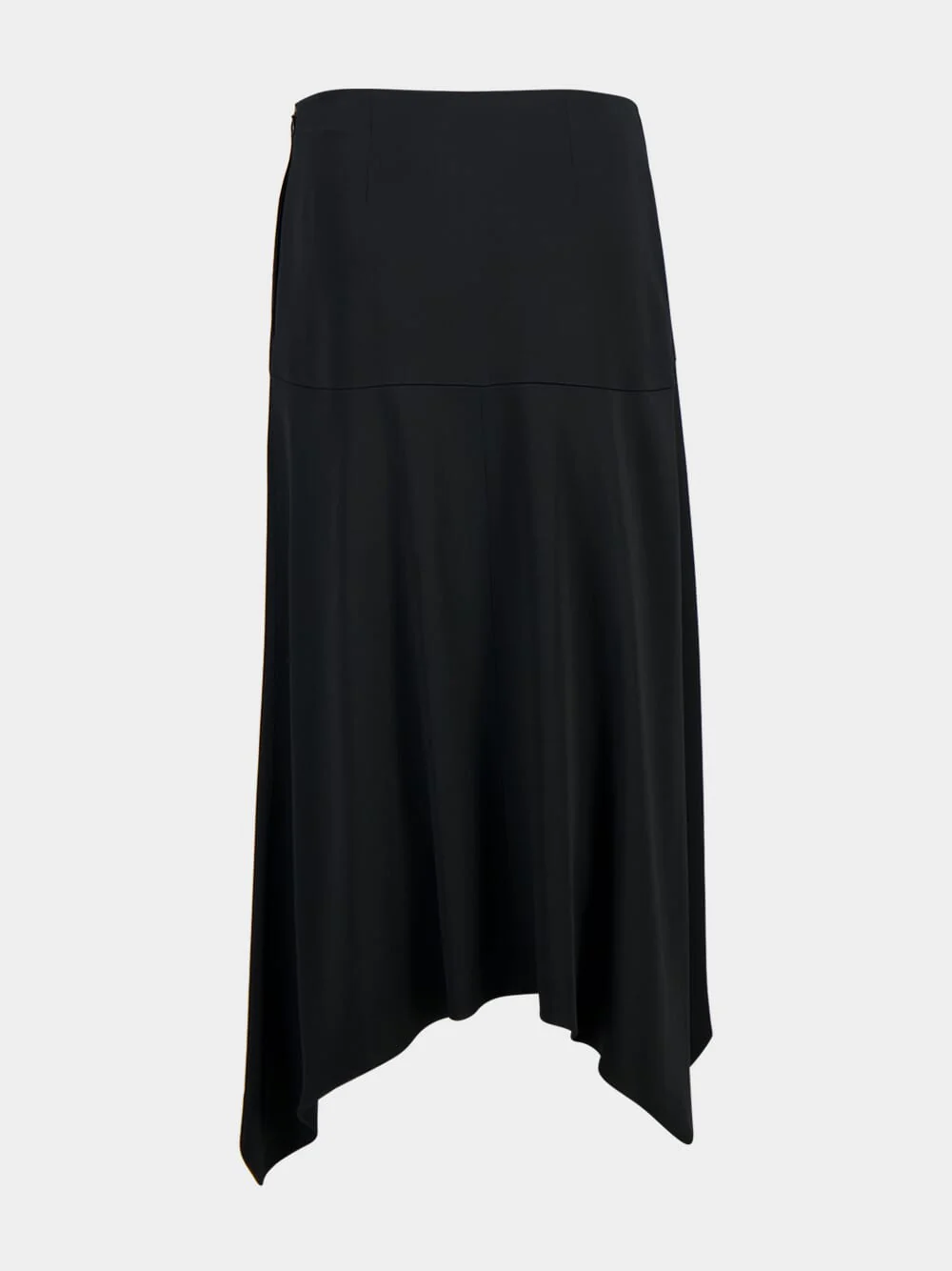 Black Asymmetric Satin Midi Skirt - Image 2