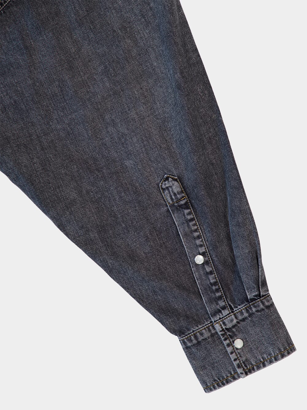 Black Denim Washed Button Up Shirt - Image 4
