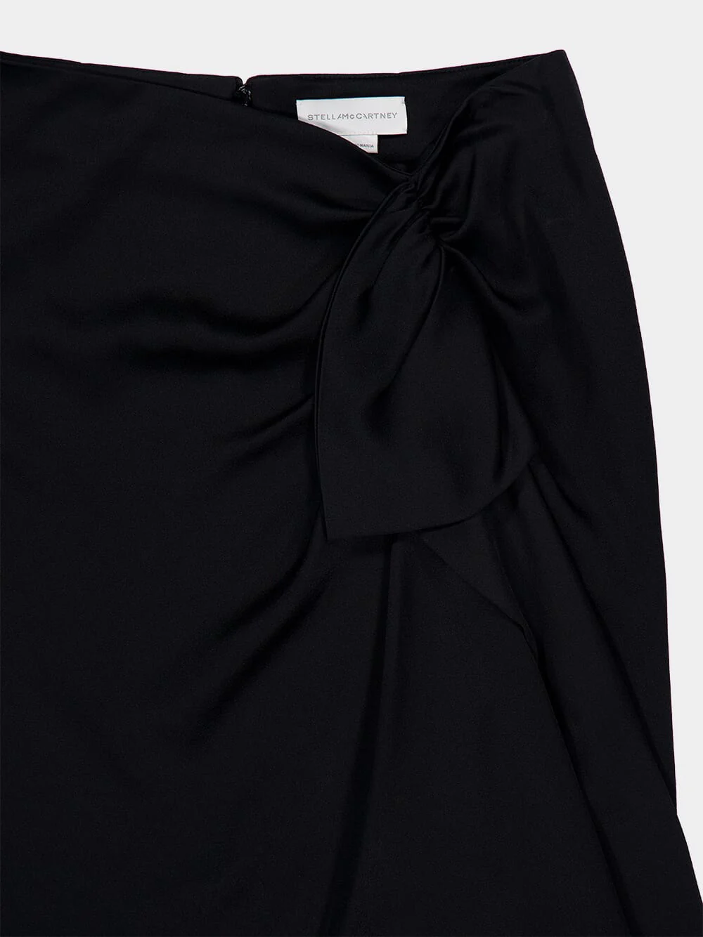 Black Gathered Satin Midi Skirt - Image 3